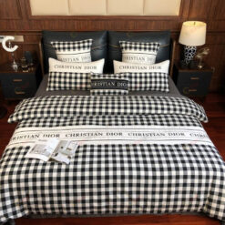 Dior Checkered Long-Staple Cotton Bedding Set In Black/White