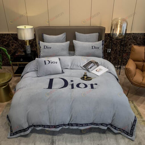 Dior Heavy Velvet Bedding Set In Gray