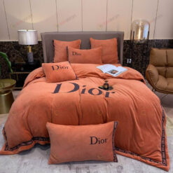 Dior Heavy Velvet Bedding Set In Orange