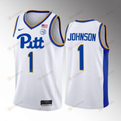 Dior Johnson 1 Pitt Panthers White Jersey 2022-23 College Basketball
