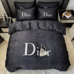 Dior Perfume Double Sided Crystal Velvet Bedding Set In Black