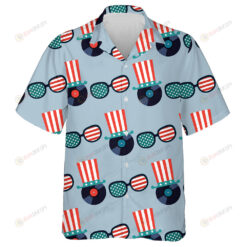 Disco Vinyl Records With Sunglasses And Uncle Sam Hats Pattern Hawaiian Shirt
