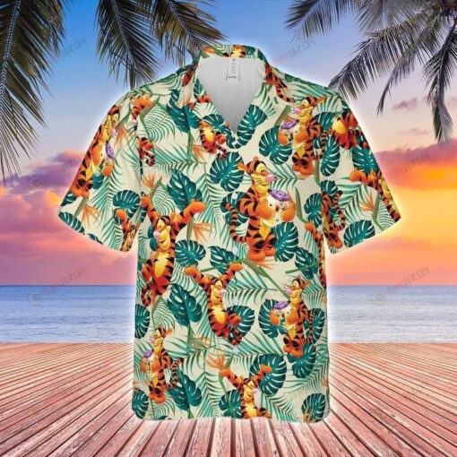 Disney Tigger Cool Colors Short Sleeve Hawaiian Shirt