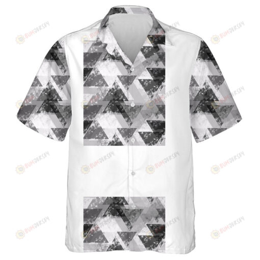 Distressed Grunge Style Triangles In Gray Camo Pattern Hawaiian Shirt