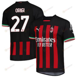 Divock Origi 27 AC Milan 2022/23 Home Men Jersey - Black/Red