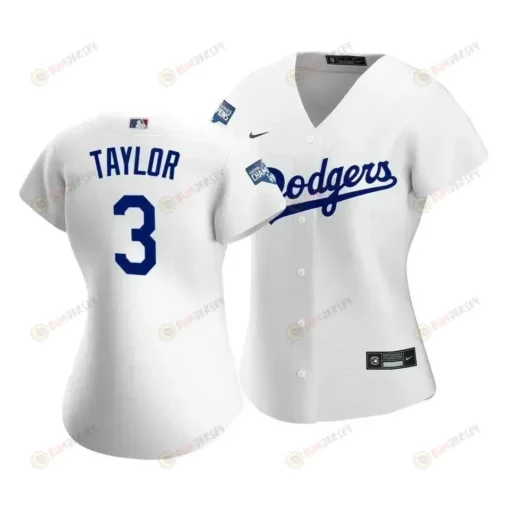 Dodgers Chris Taylor 3 2020 World Series Champions White Home Women's Jersey