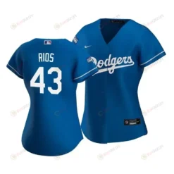 Dodgers Edwin Rios 43 2020 World Series Champions Royal Alternate Women's Jersey