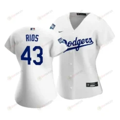 Dodgers Edwin Rios 43 2020 World Series Champions White Home Women's Jersey