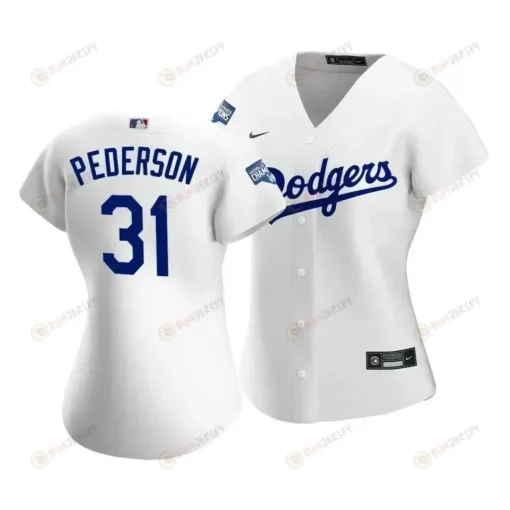 Dodgers Joc Pederson 31 2020 World Series Champions White Home Women's Jersey