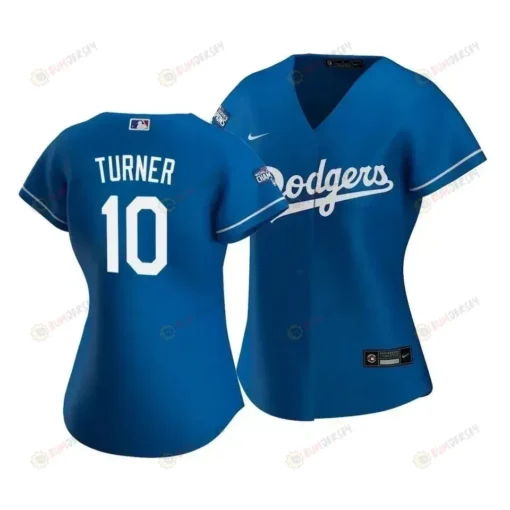 Dodgers Justin Turner 10 2020 World Series Champions Royal Alternate Women's Jersey