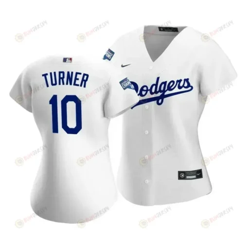 Dodgers Justin Turner 10 2020 World Series Champions White Home Women's Jersey