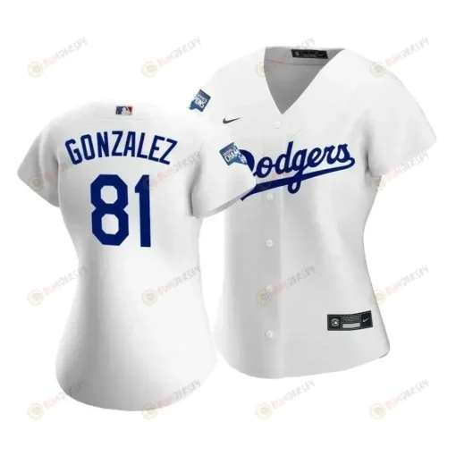 Dodgers Victor Gonzalez 81 2020 World Series Champions White Home Women's Jersey