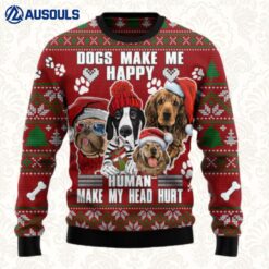 Dog Make Me Happy Humans Make My Head Hurt Ugly Sweaters For Men Women Unisex