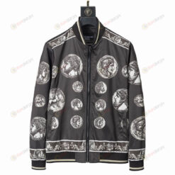 Dolce & Gabbana Monete Pattern Bomber Jacket In Black