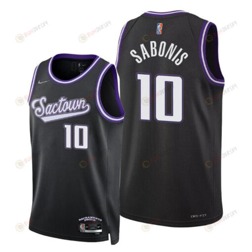 Domantas Sabonis 10 Sacramento Kings 2022 City Edition Black Jersey Diamond Badge Jersey