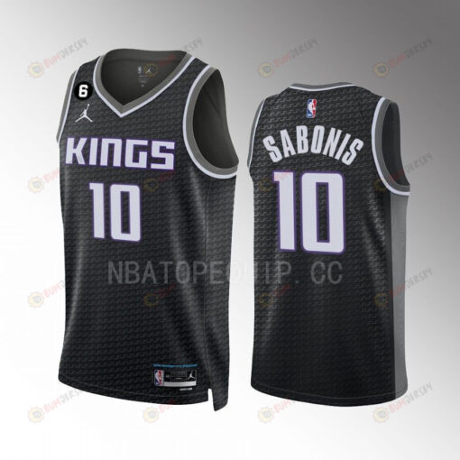 Domantas Sabonis 10 Sacramento Kings Black Men Jersey 2022-23 Statement Edition Swingman