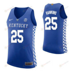 Dominique Hawkins 25 Kentucky Wildcats Elite Basketball Home Men Jersey - Blue