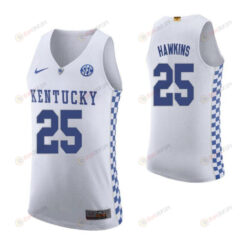 Dominique Hawkins 25 Kentucky Wildcats Elite Basketball Road Men Jersey - White