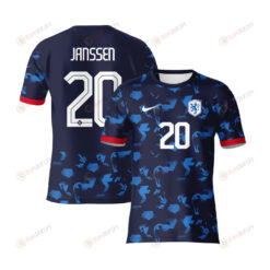 Dominique Janssen 20 Netherlands 2023 Youth Away Jersey - Blue - All Over Printed Jersey