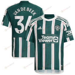 Donny Van De Beek 34 Manchester United 2023/24 Away Youth Jersey - Green