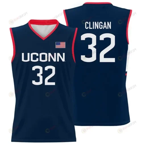 Donovan Clingan #32 UConn Huskies Basketball Jersey - Men Navy