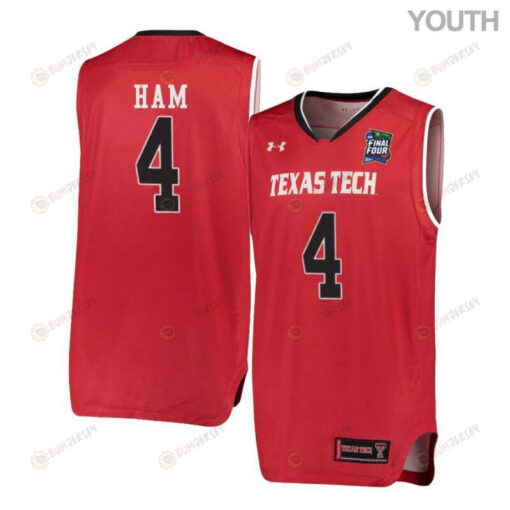 Donovan Ham 4 Texas Tech Red Raiders Basketball Youth Jersey - Red