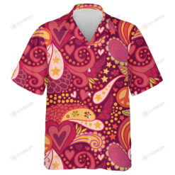 Doodle Grey Background With Hippie Art Symbols Design Hawaiian Shirt
