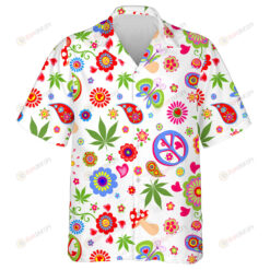 Doodle Hippie Pattern With Flowers And Happy Colors Hawaiian Shirt