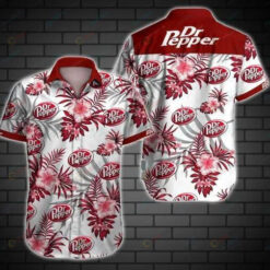 Dr Pepper Curved Hawaiian Shirt Red White