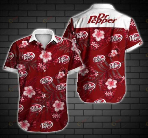 Dr Pepper On Red Pattern Curved Hawaiian Shirt