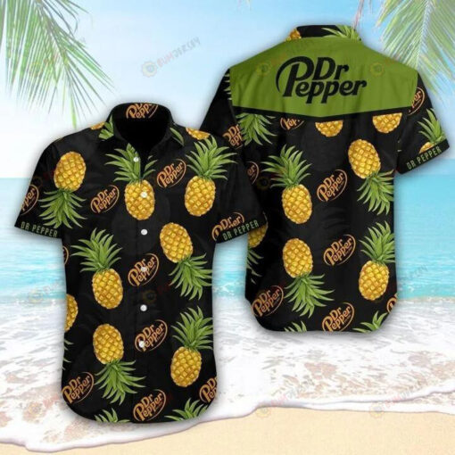 Dr Pepper Pineapple Tropical Curved Hawaiian Shirt