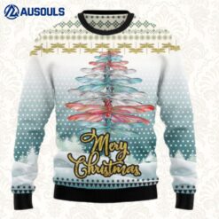 Dragonfly Color Christmas Tree Ugly Sweaters For Men Women Unisex