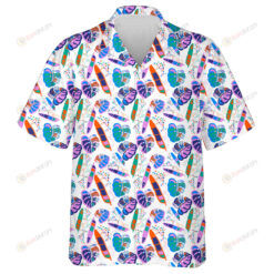 Drawing Lovely Floral Pattern In Hippie Retro Style Hawaiian Shirt