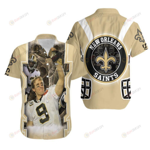 Drew Brees 9 New Orleans Beige Saints Hawaiian Shirt