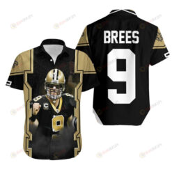 Drew Brees 9 New Orleans Black And Yellow Saints Hawaiian Shirt