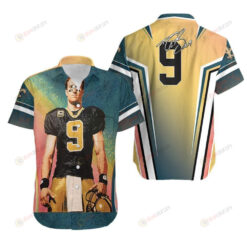 Drew Brees 9 New Orleans Green And Yellow Saints Hawaiian Shirt