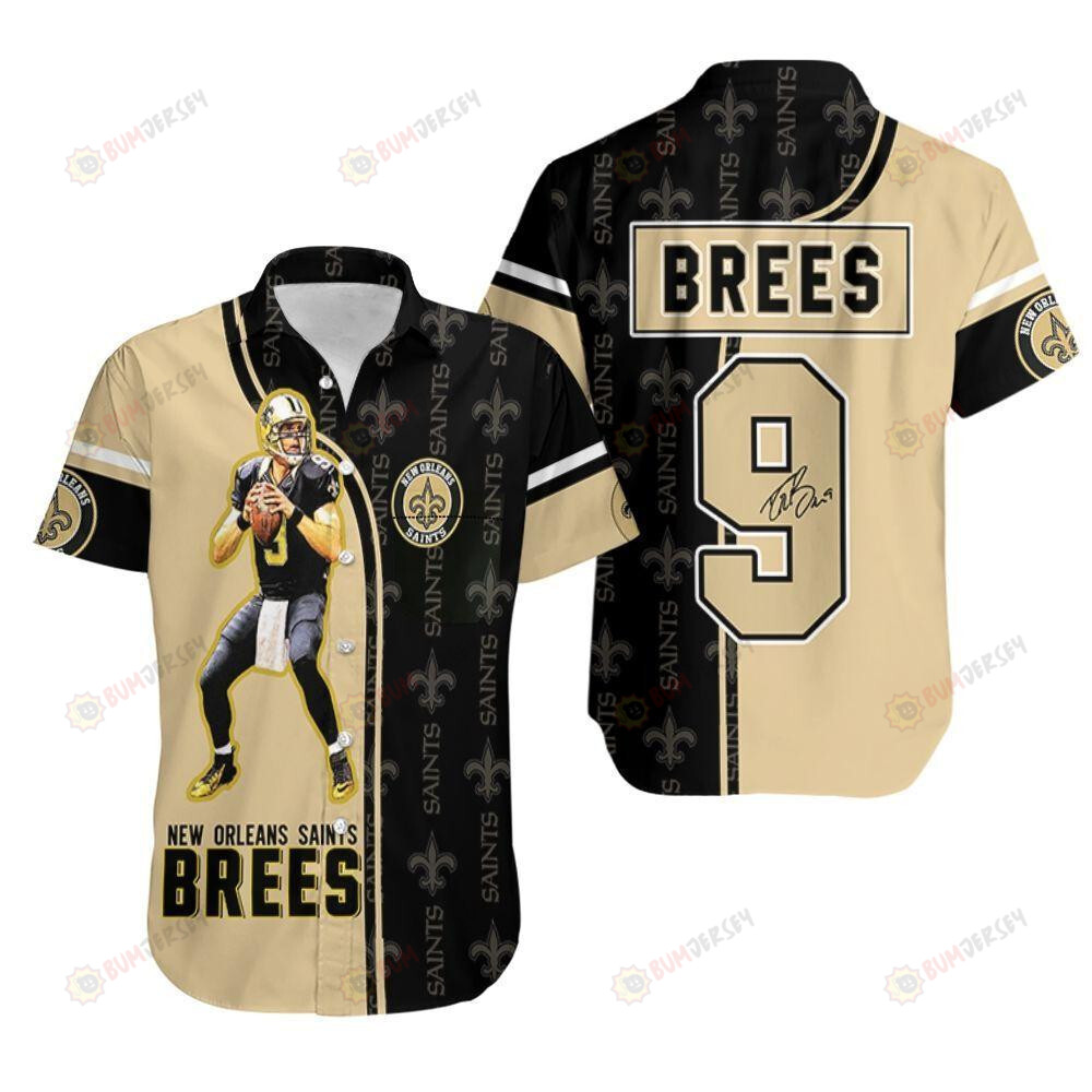 Drew Brees 9 New Orleans Saints Signature ??3D Printed Hawaiian Shirt