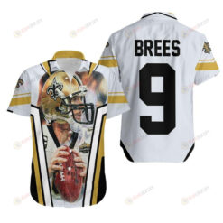 Drew Brees 9 New Orleans White And Light Brown Saints Hawaiian Shirt