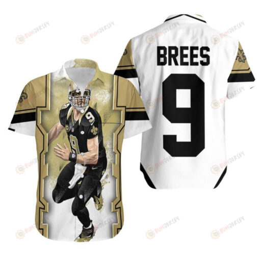 Drew Brees 9 New Orleans White And Yellow Saints ??3D Printed Hawaiian Shirt