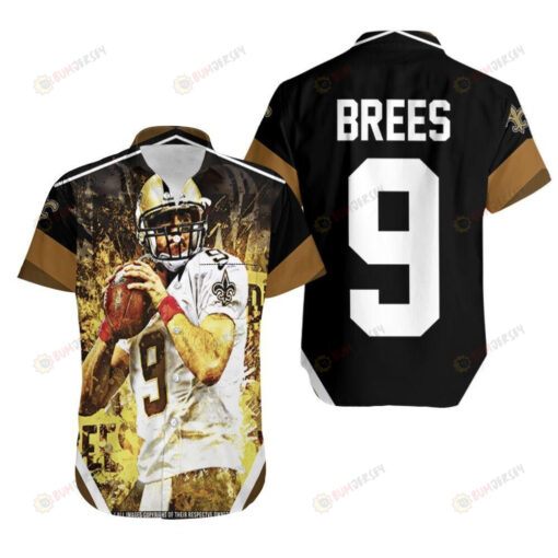 Drew Brees New Orleans Saints Black And Yellow ??3D Printed Hawaiian Shirt