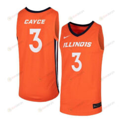Drew Cayce 3 Illinois Fighting Illini Elite Basketball Men Jersey - Orange