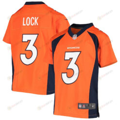 Drew Lock 3 Denver Broncos Youth Jersey - Orange