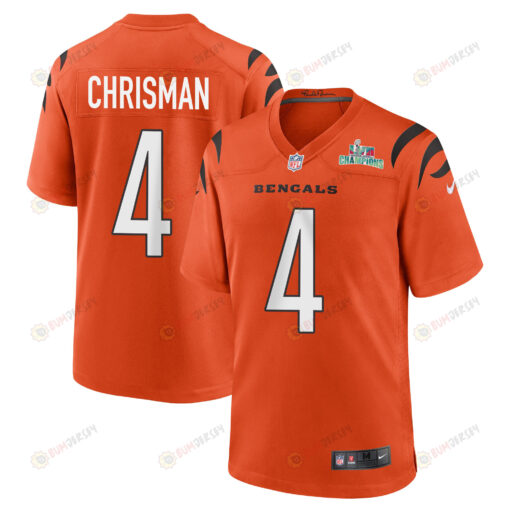 Drue Chrisman 4 Cincinnati Bengals Super Bowl LVII Champions Men Alternate Game Jersey - Orange