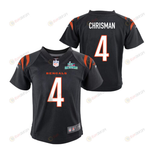 Drue Chrisman 4 Cincinnati Bengals Super Bowl LVII Champions Youth Jersey - Black