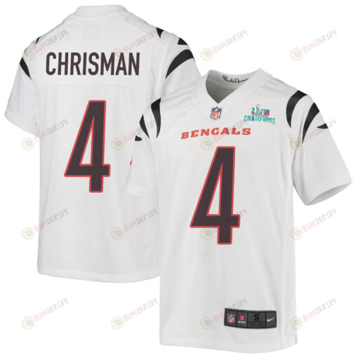 Drue Chrisman 4 Cincinnati Bengals Super Bowl LVII Champions Youth Jersey - White