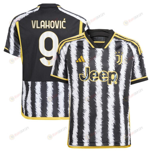 Du?an Vlahovi? 9 Juventus 2023/24 Home Youth Jersey - Black