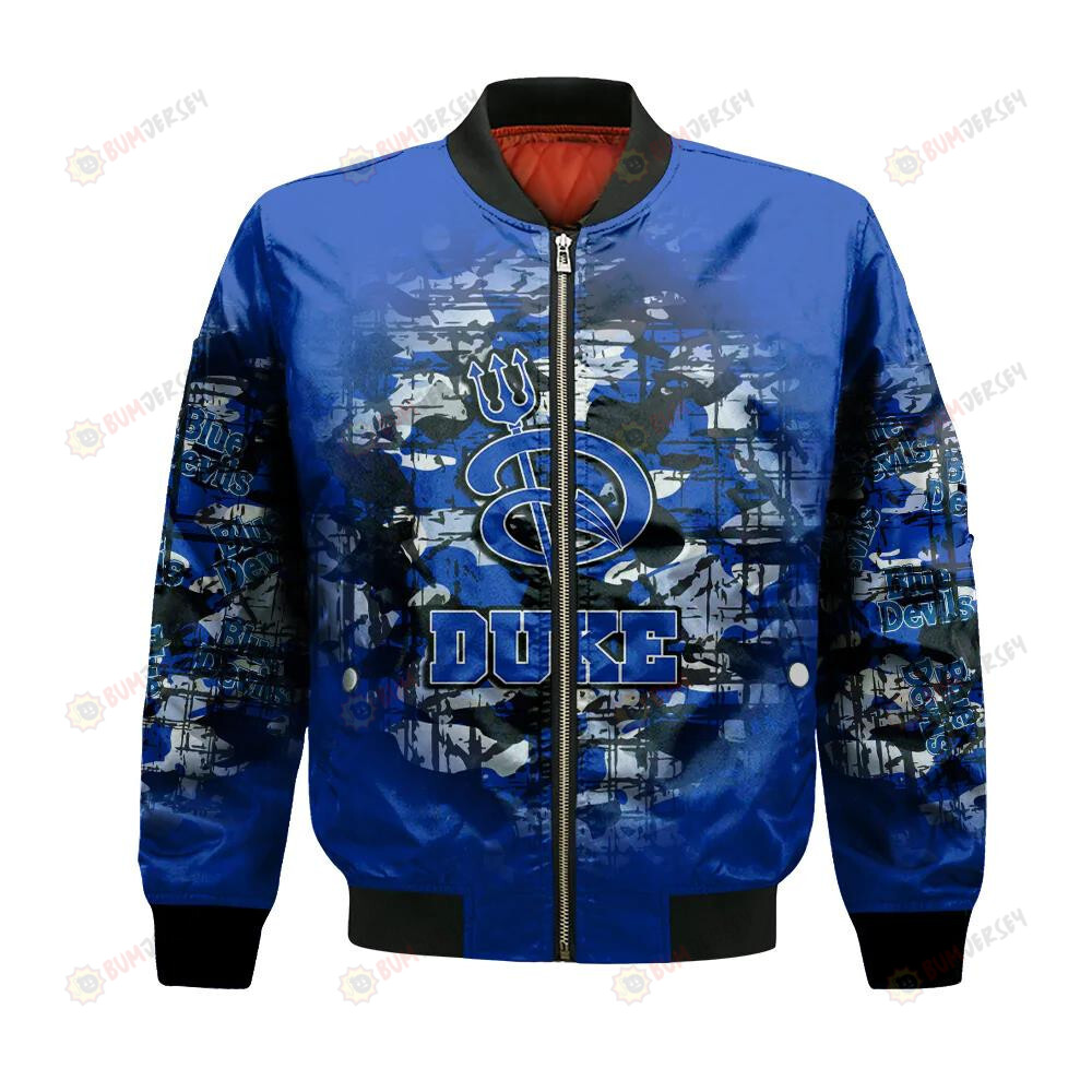 Duke Blue Devils Bomber Jacket 3D Printed Camouflage Vintage