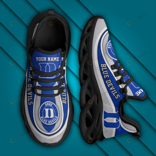 Duke Blue Devils Logo Curve Border Pattern Custom Name 3D Max Soul Sneaker Shoes