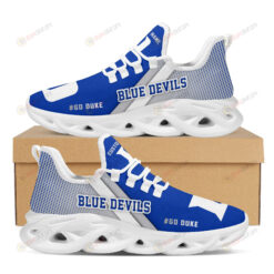 Duke Blue Devils Logo Custom Name Pattern 3D Max Soul Sneaker Shoes In Blue And Gray