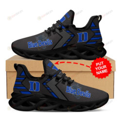 Duke Blue Devils Logo Pattern Custom Name 3D Max Soul Sneaker Shoes In Black